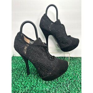 Quipid Black Lace‎ Platform Booties 8.5 Whimsigoth Goth Gothic Witchy Lace
